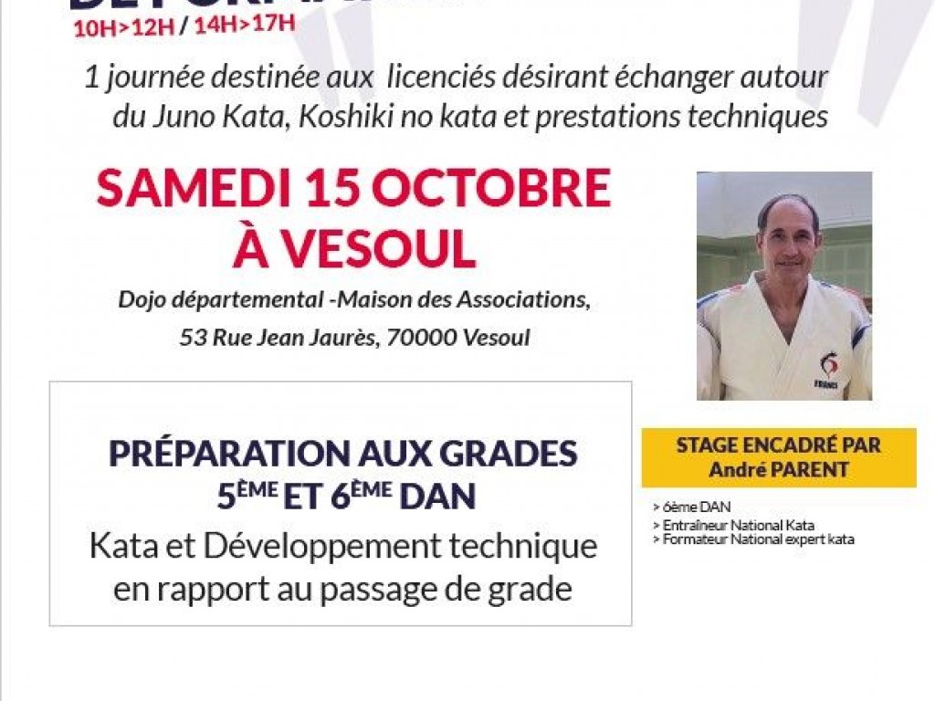 Image de l'actu 'Plateforme grade 5ème et 6ème Dan à Vesoul le 15 octobre 2022'